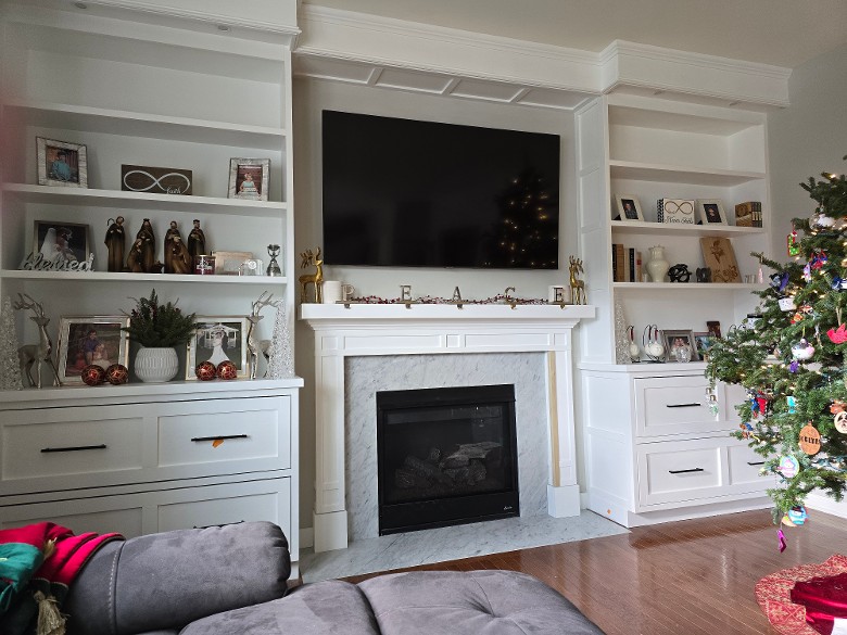 wall unit with full storage draws included  LED lighting in soffit