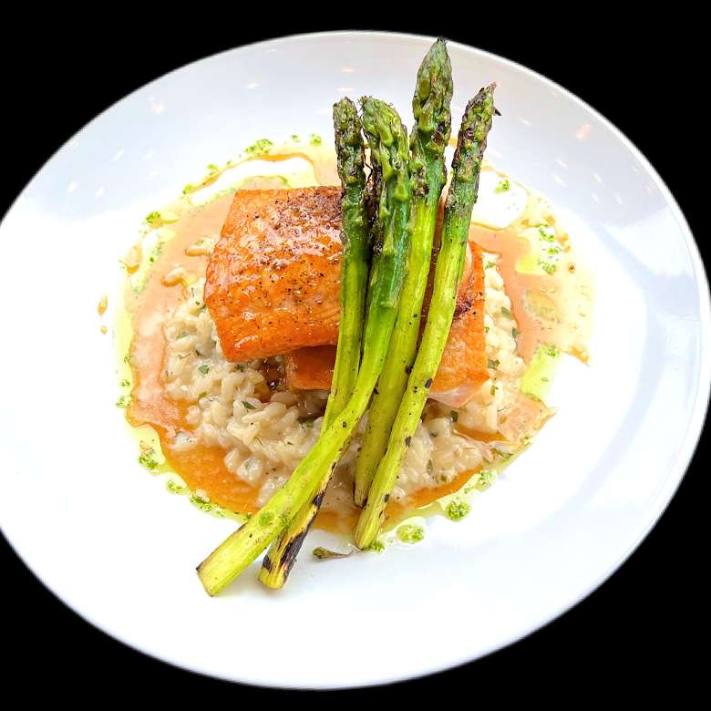 salmon and asparagus dish