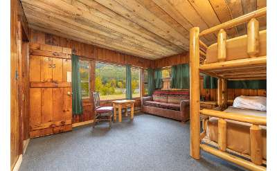 interior of cabin with bunk beds