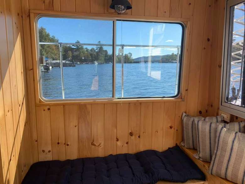 view through boat window at water