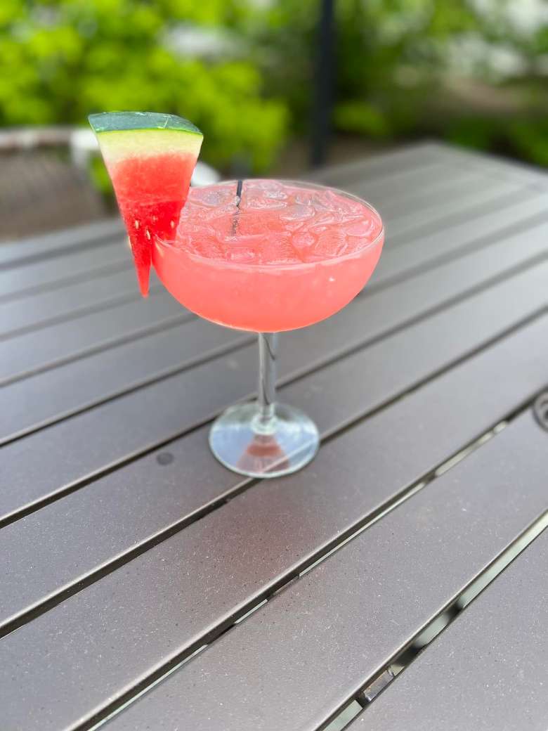 pink cocktail with watermelon