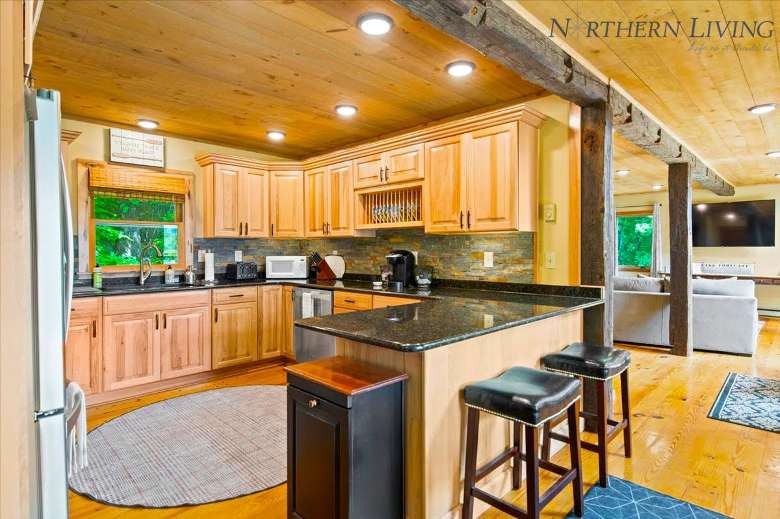 a large rustic kitchen