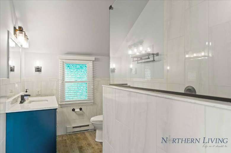 a renovated white bathroom