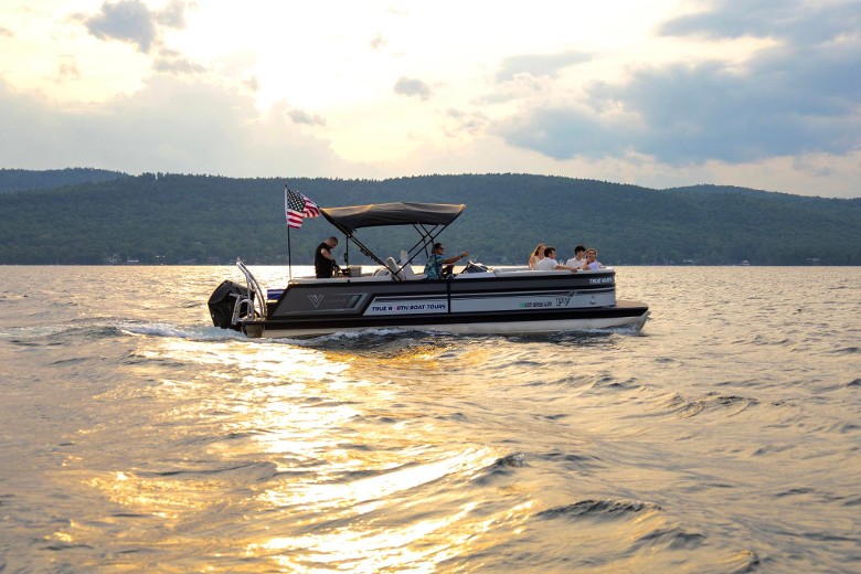 side viewing of a boat on a lake