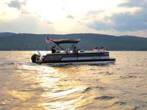 side viewing of a boat on a lake