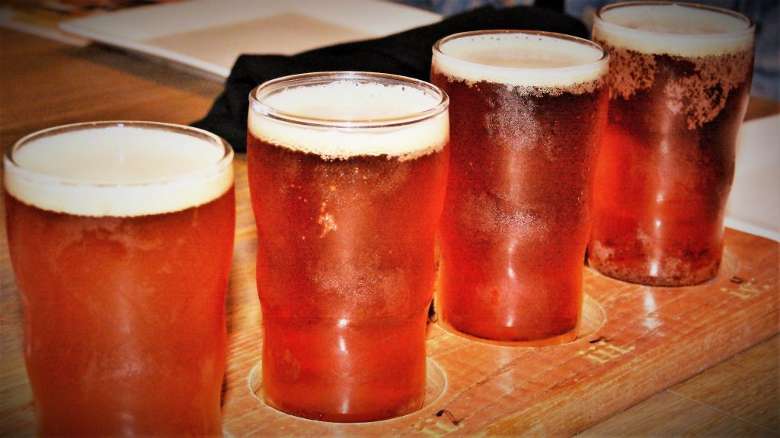 a flight of four beers
