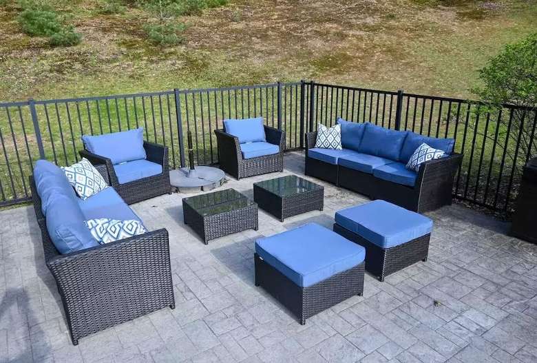blue patio furniture