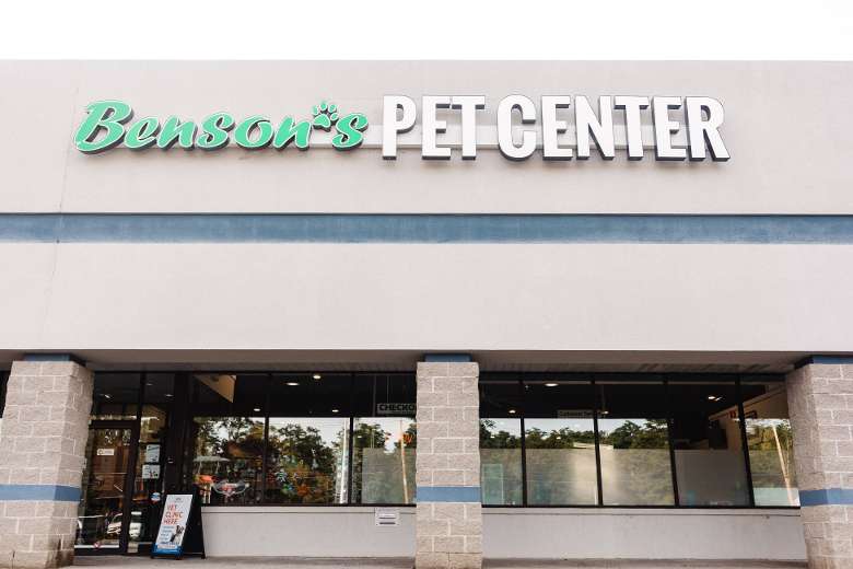 exterior of a storefront for Bensons Pet Center