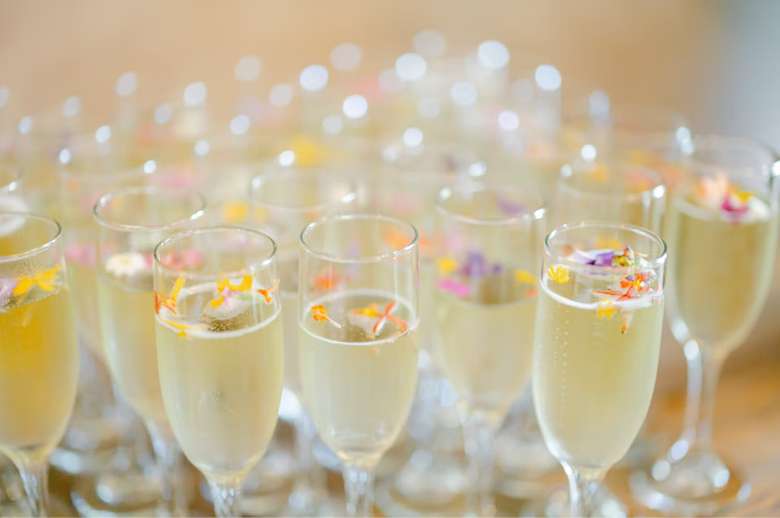 champagne flutes filled with champagne