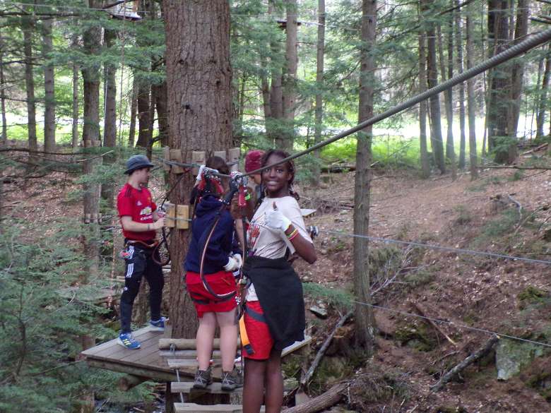 Campers at the local ropes course