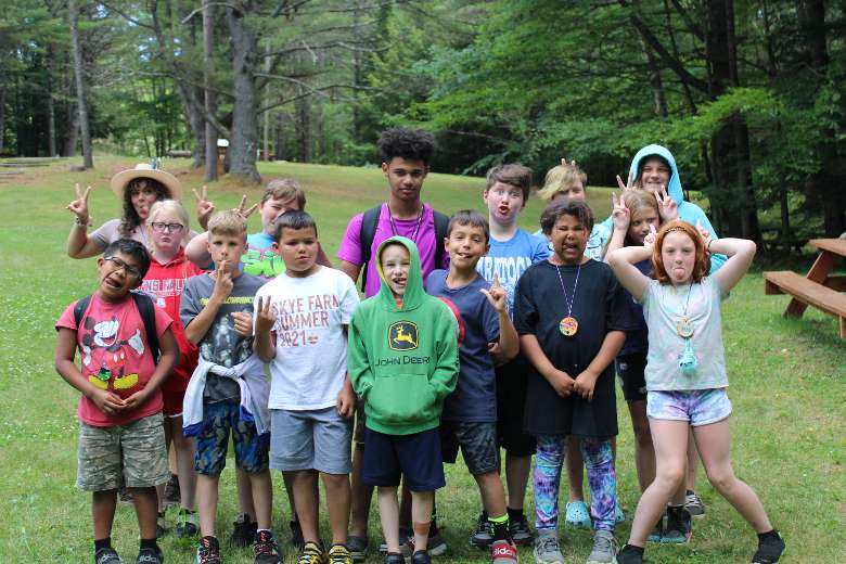 Campers with their cabin group