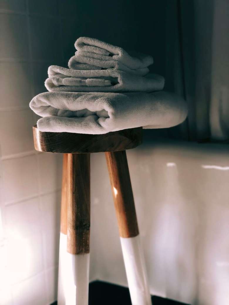 towels on a stool