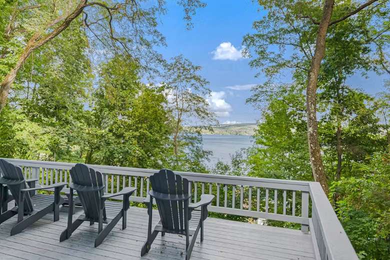 balcony overlooking a lake