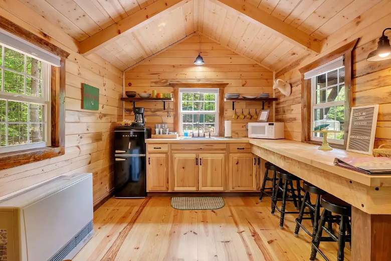 cabin interior with kitchen