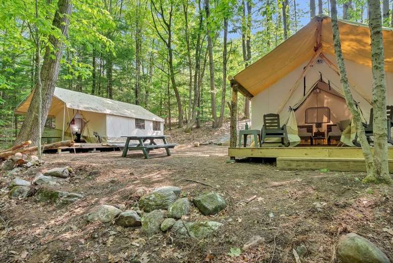 two glamping tents