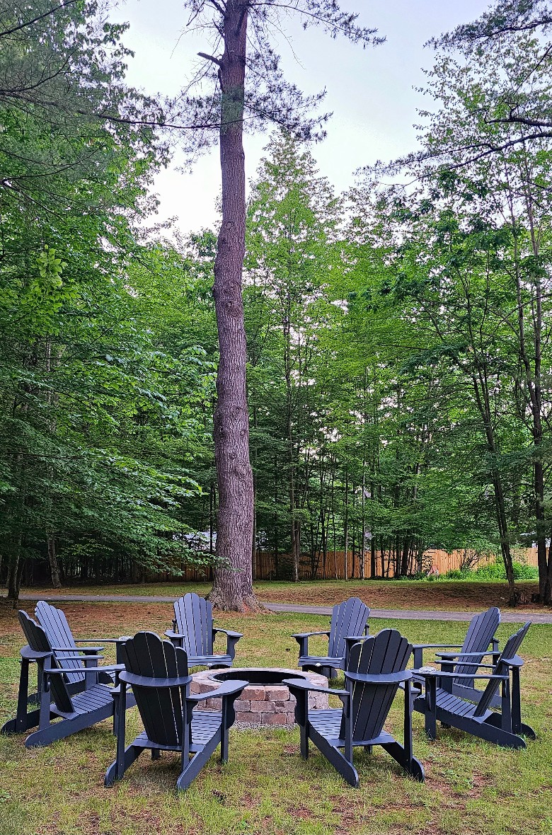 Relax on our lounge and Adirondack chairs, or read by the fire and star gaze through the evening.
