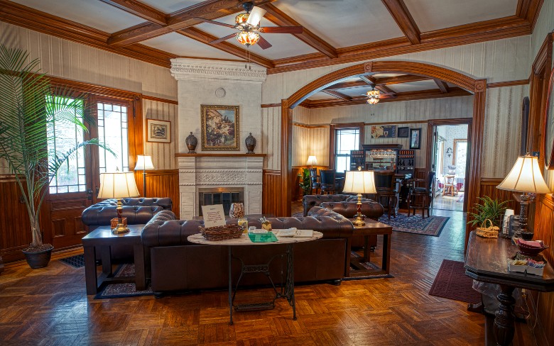 The parlor is the heart of the Inn and is the perfect place to relax, play games or sit by one of the fireplaces.