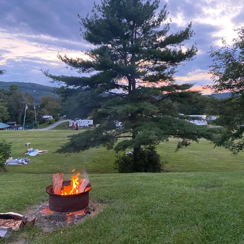 firepit and an open field