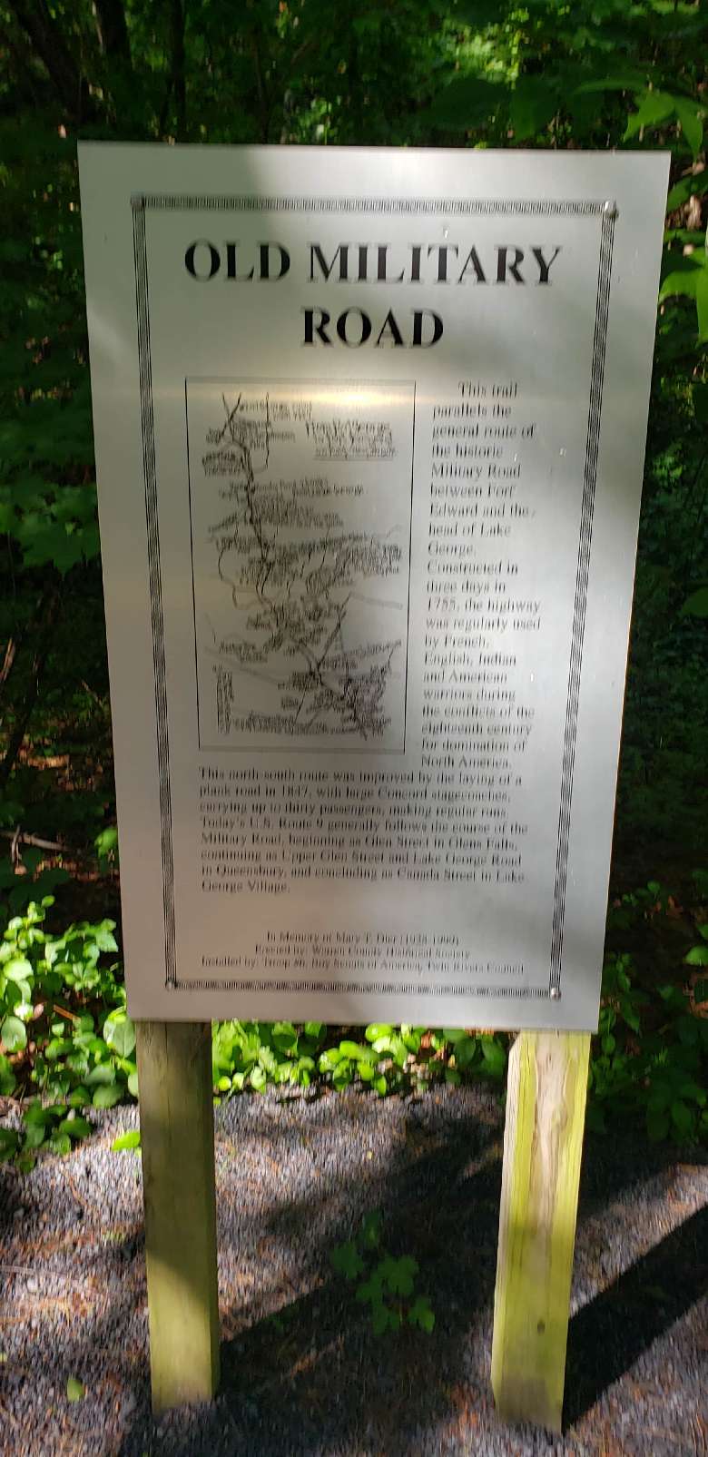 sign of old military road bike trail