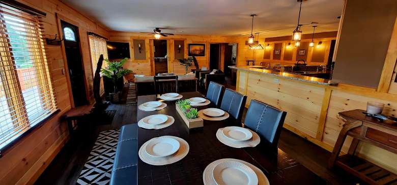 dining room with plates on table