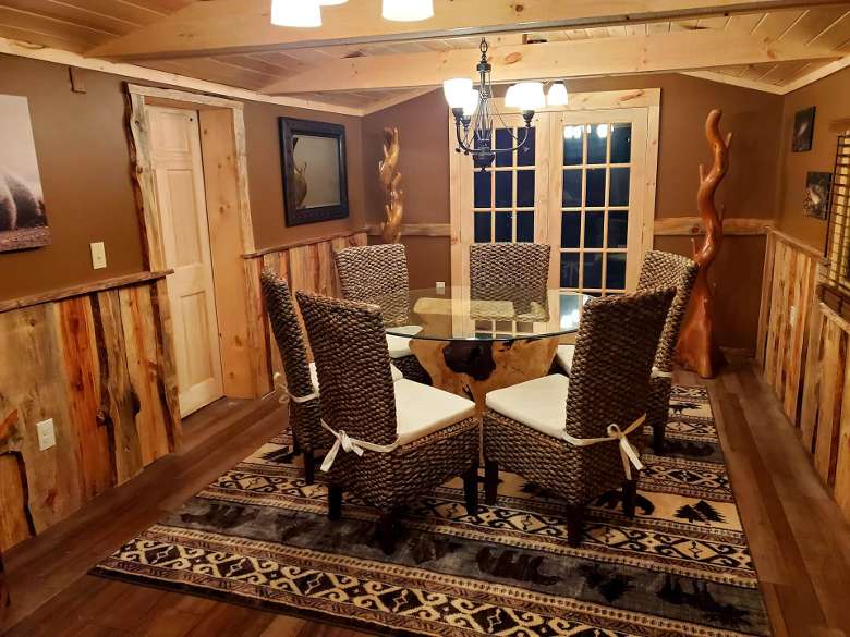 dining room with round glass table