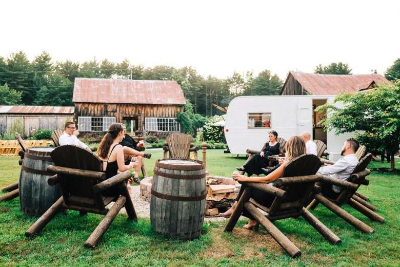 firepit with people sitting around