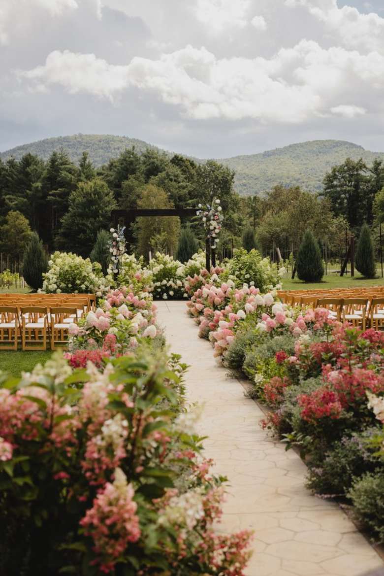 meadows with wedding ceremony setting