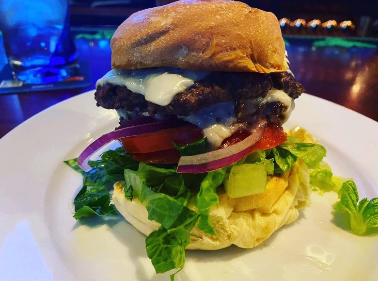 large burger on a plate