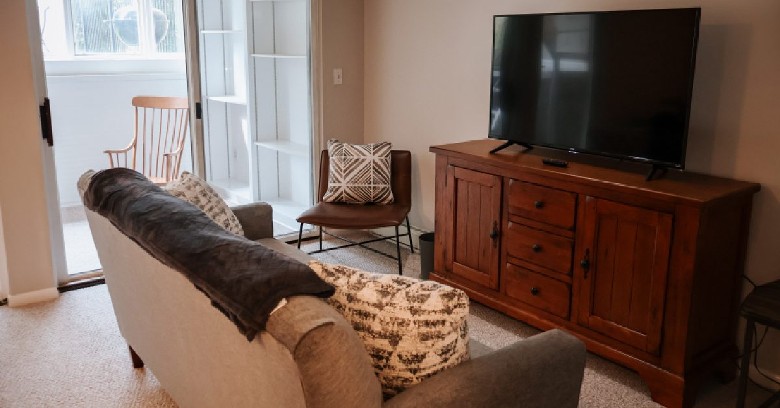 living room with couch and tv