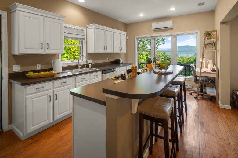 kitchen with mountain view