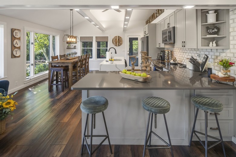 kitchen with high chairs