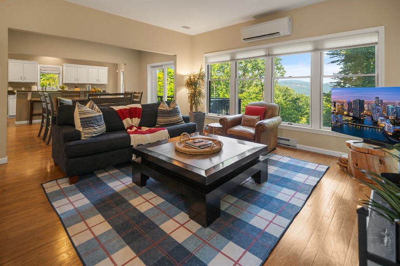 living room with large windows