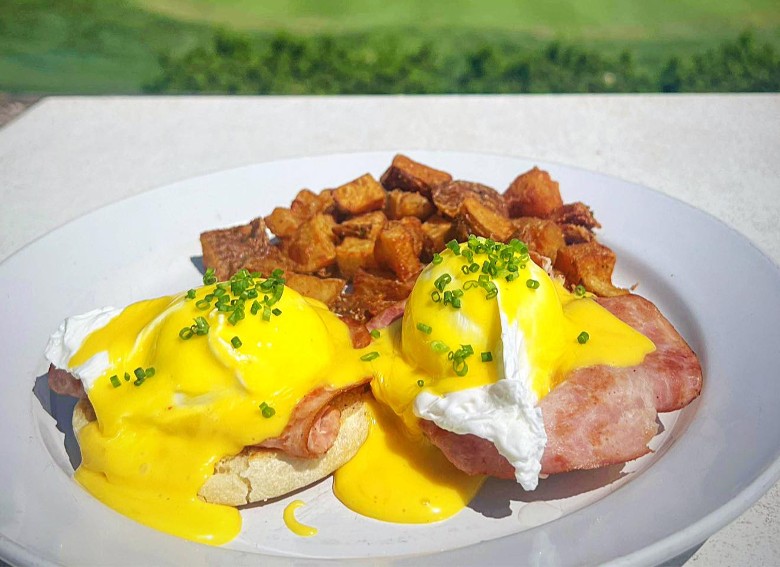 eggs benedict and potatoes