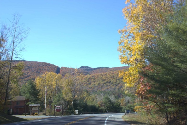 road leading towards mountains