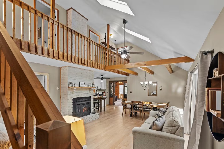 Living Room with stairwell