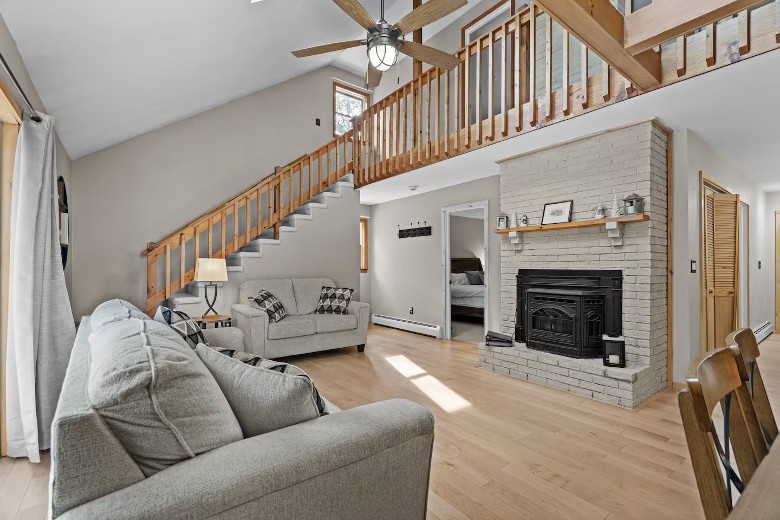 Living Room with Couch and fireplace