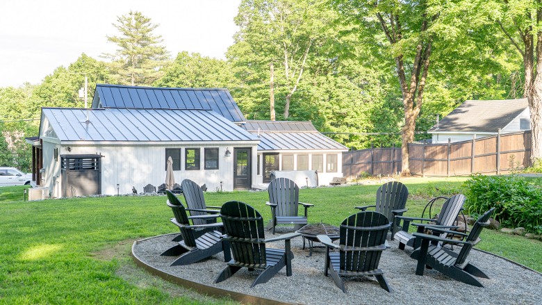 Fire pit and backyard