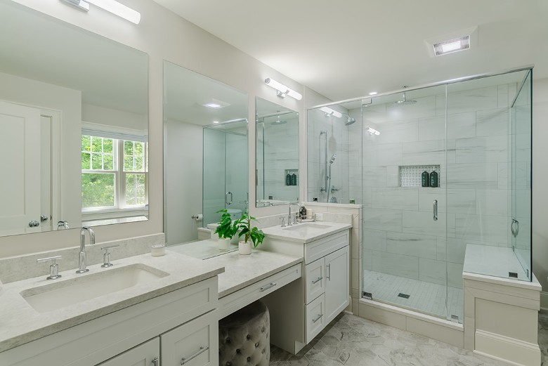 luxury bathroom with glass shower