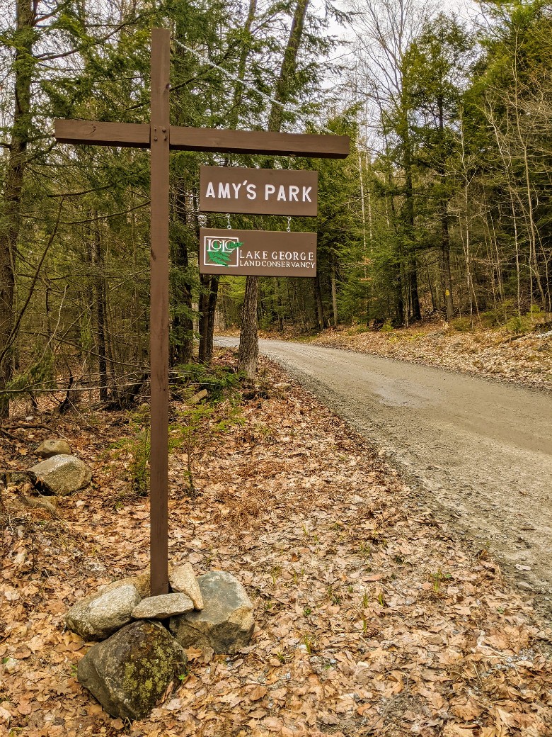 amy's park sign by road