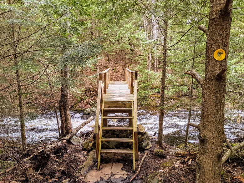 hiking bridge over stream