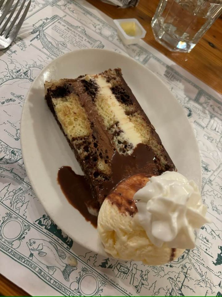 cake with ice cream