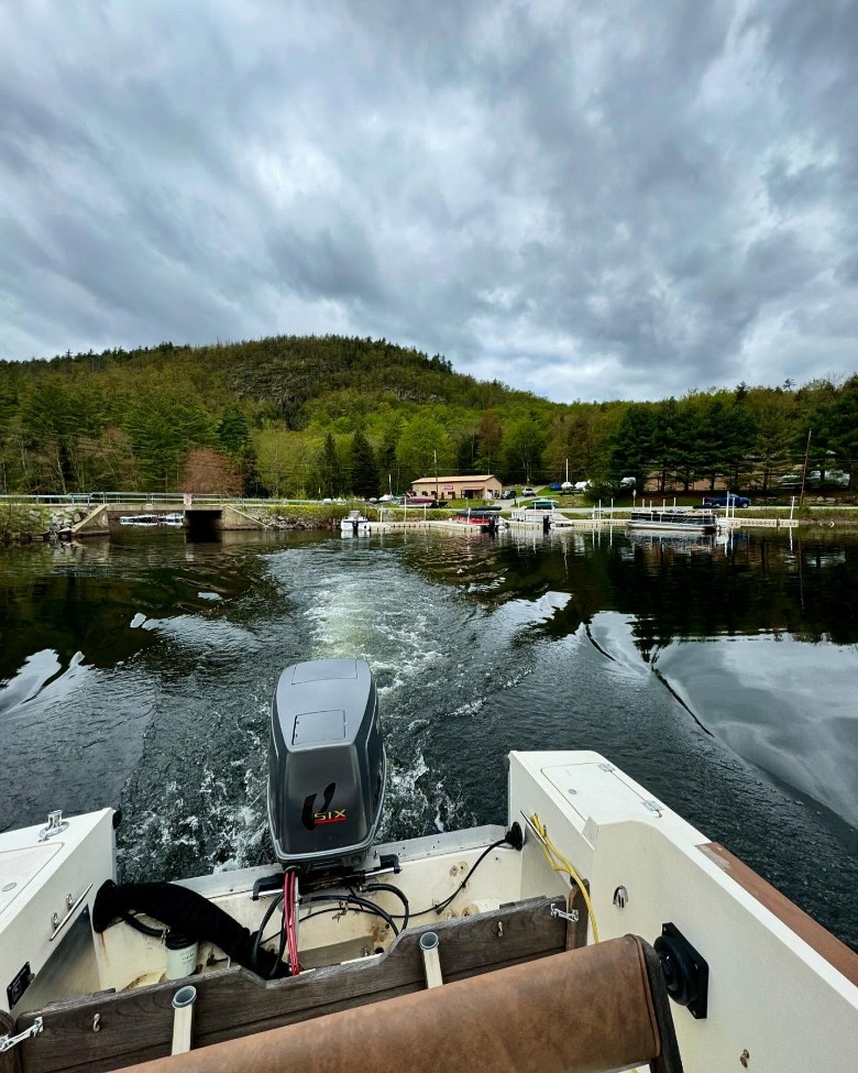 boat departing from marina