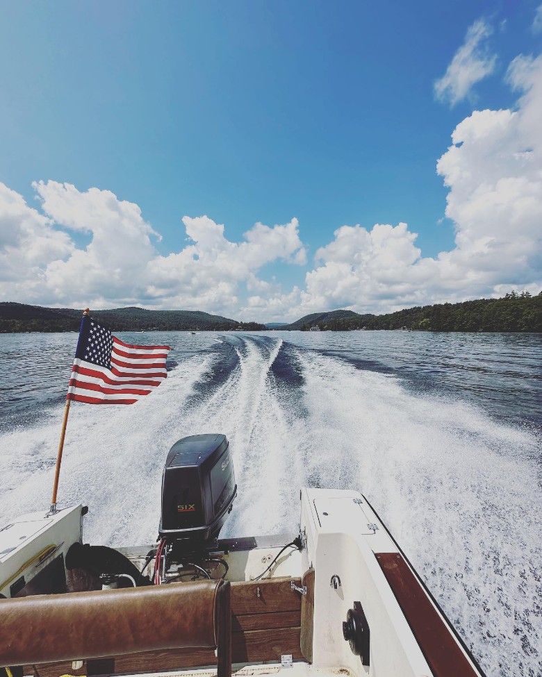 waves from behind a boat