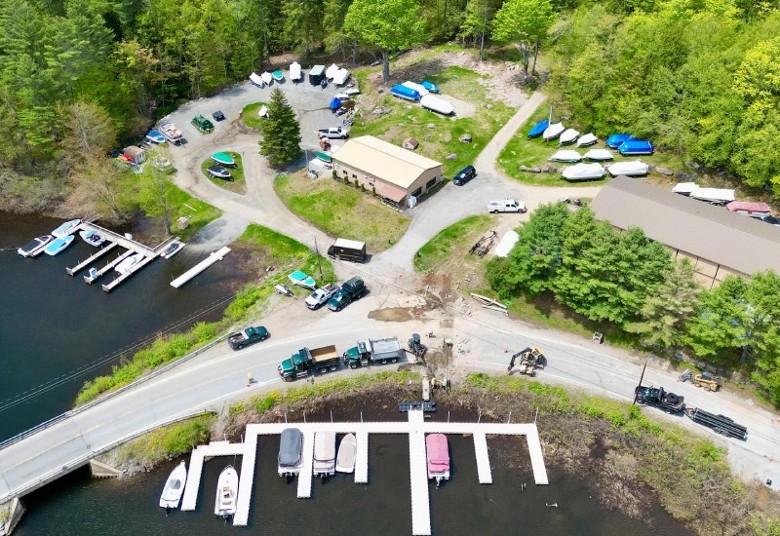 aerial view of a marina