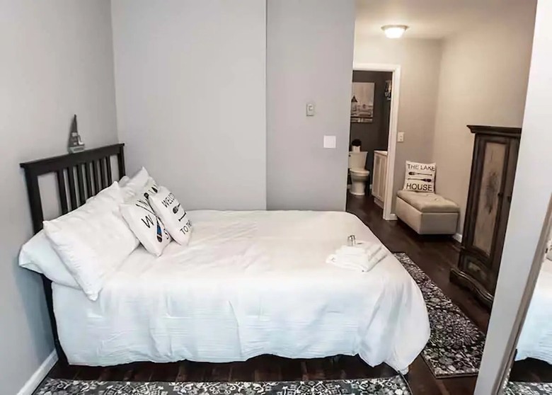 side view of a white bed