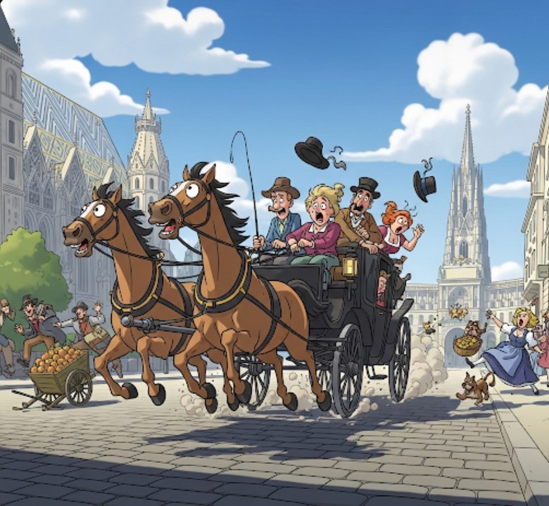cartoon image of horse carriage