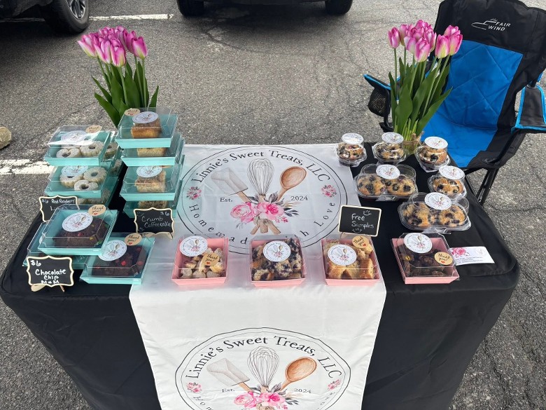baked goods on table at a market