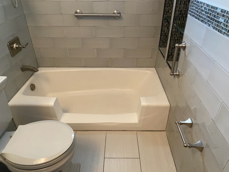 tub to shower conversion with toilet nearby