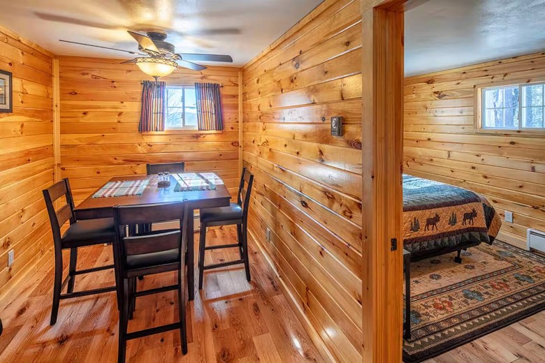 dining area and bedroom area