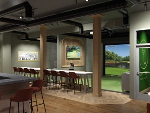 seating and indoor golf simulator area